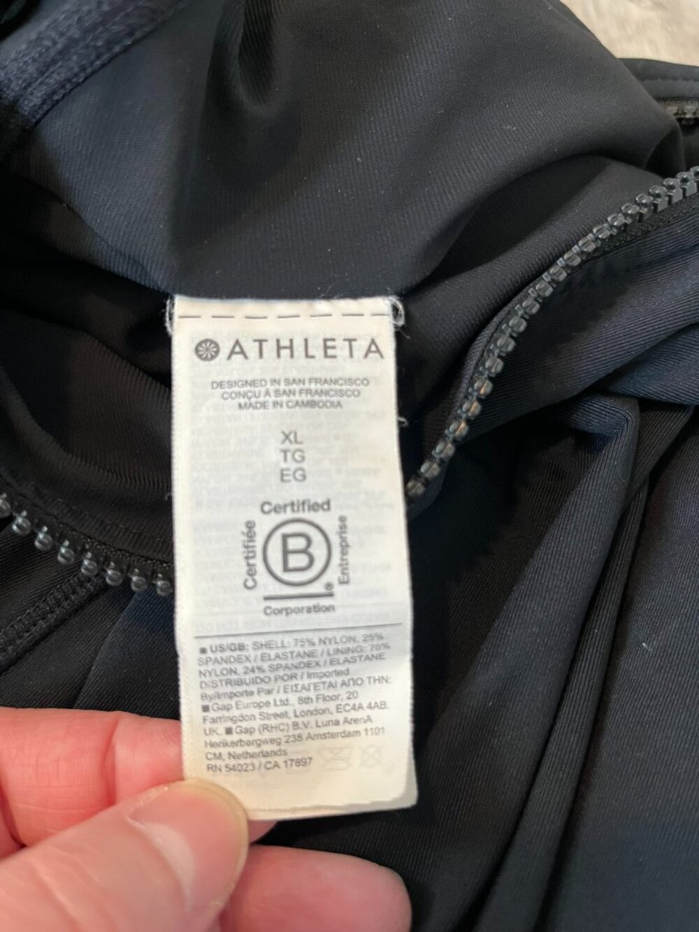 Athleta Black Long-Sleeve Zip Front One-Piece - Picture 8 of 12